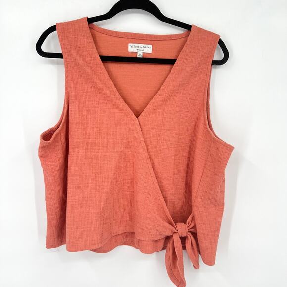 Madewell Texture & Thread Pink Wrap Tie Tank Top Women's XL Style L8969 - Picture 3 of 8